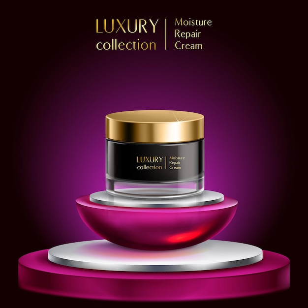 luxury moisture repair cream jar on display