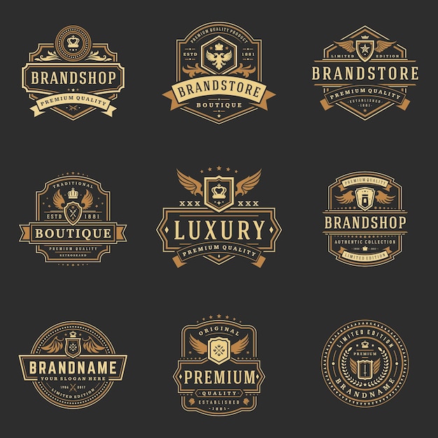 Vector luxury monograms logos templates vector objects set