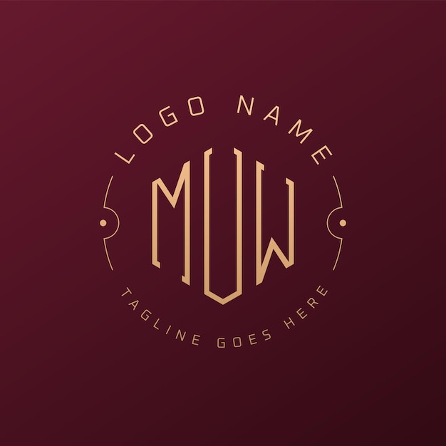 MUW ロゴ デザイン エレガントな文字 MUW モノグラム ロゴ ミニマリスト ポリゴン MUW ログ デザイン テンプレート