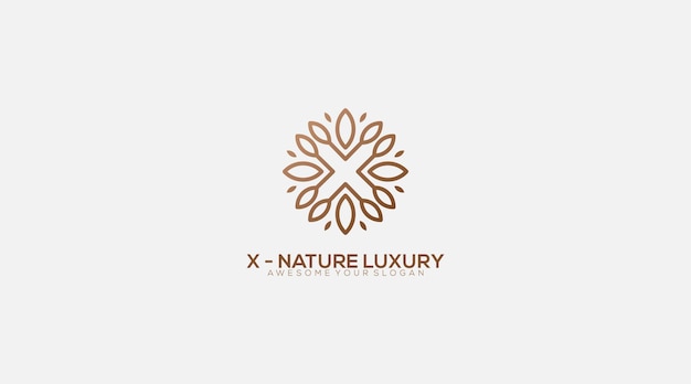 럭셔리 자연 편지 리프 X 로고 디자인 일러스트