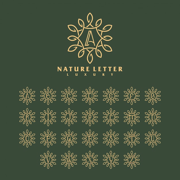 Luxury nature letter logo template concept.