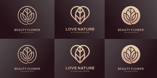 Collezione di design del logo della natura di lusso.