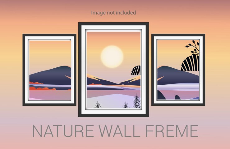 Vector luxury nature wall frame and bedroom design