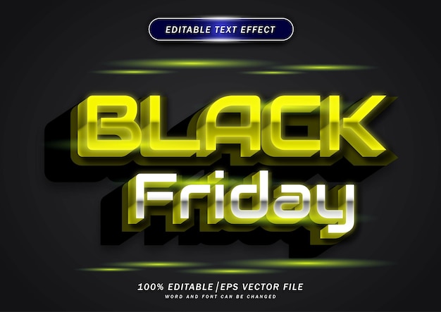 Luxury neon glow black friday text effect editable style