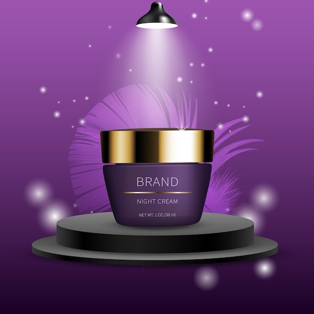 luxury night cream product presentation on a pedestal