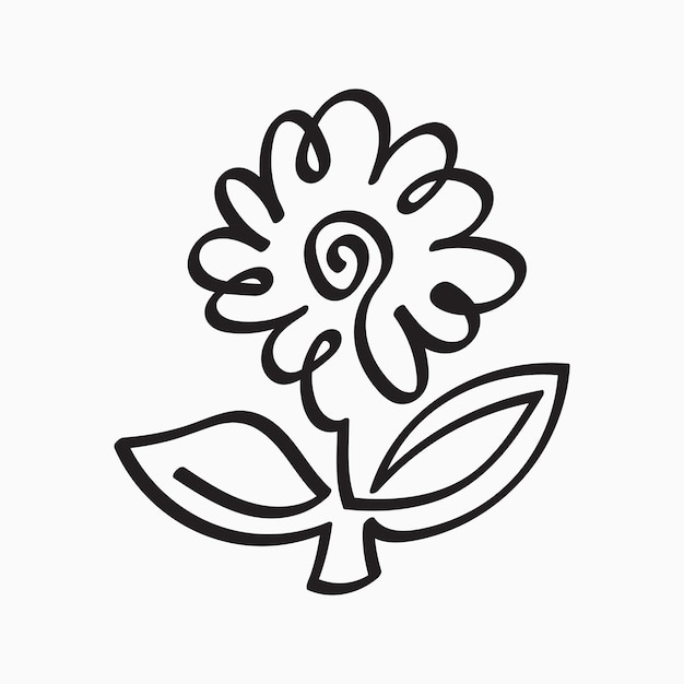 Luxury One Line Flower logo Illustration