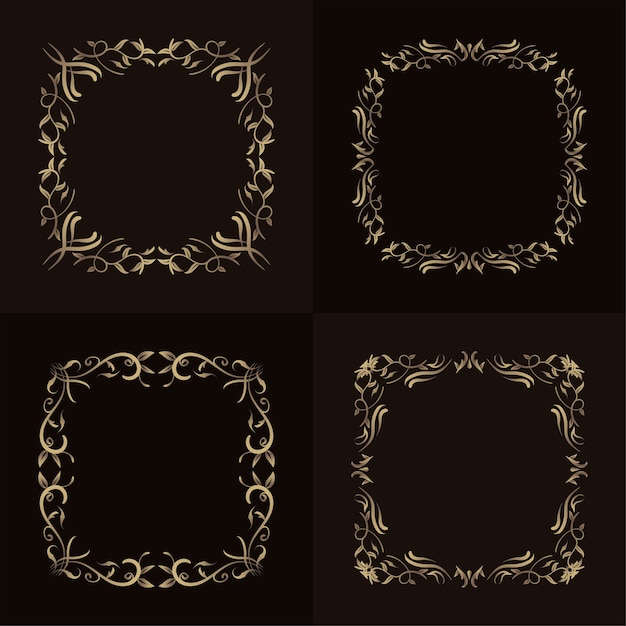 Luxury ornament or floral frame set collection.