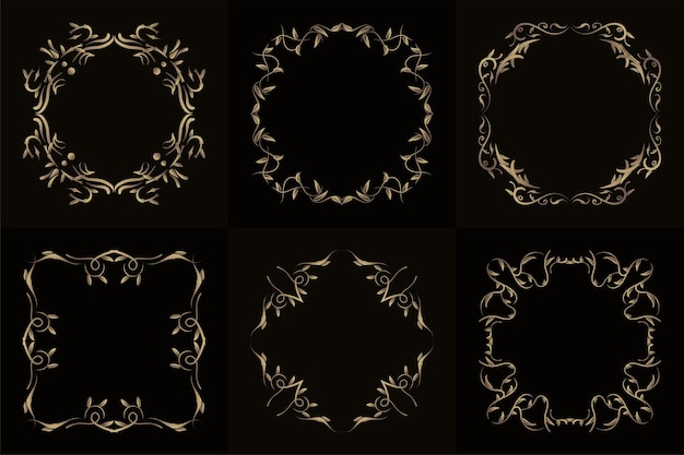 Vector luxury ornament frame set collection.