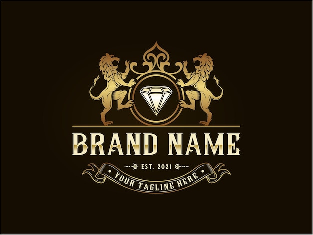 luxury ornament logo with lion symbol on it very suitable for construction companies real estate