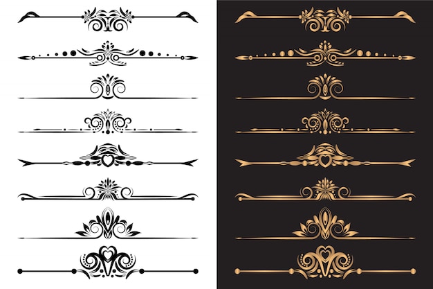 Vector luxury ornamental elements and decorative divider set