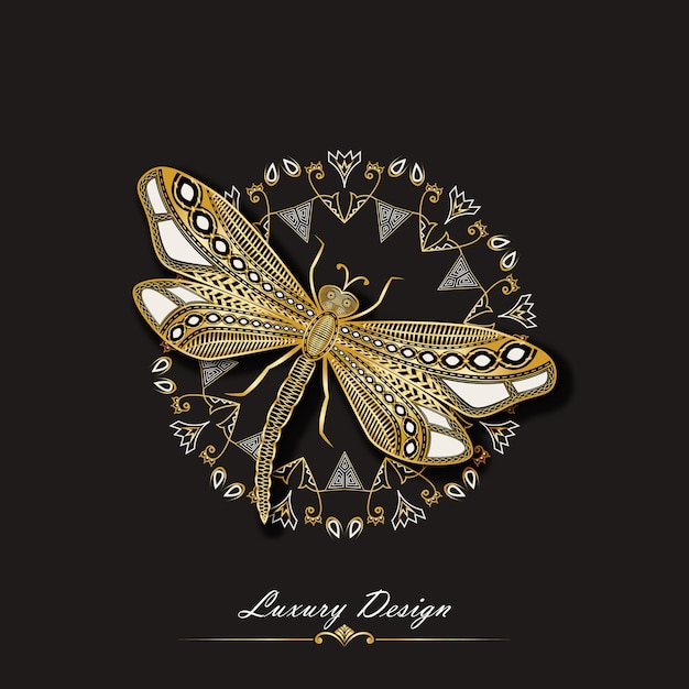 Luxury ornamental golden dragonfly