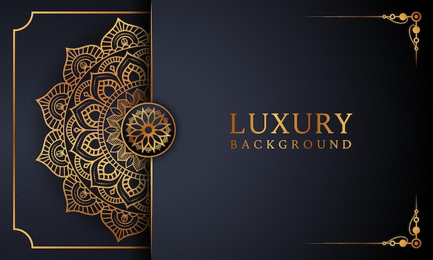 Luxury ornamental mandala background design in golden arabesque pattern Premium Vector