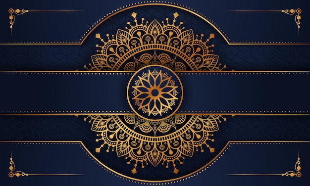 Luxury ornamental mandala background design in golden arabesque pattern Premium Vector