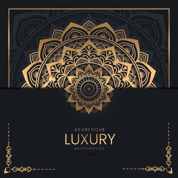 Luxury ornamental mandala background design in golden color arabesque