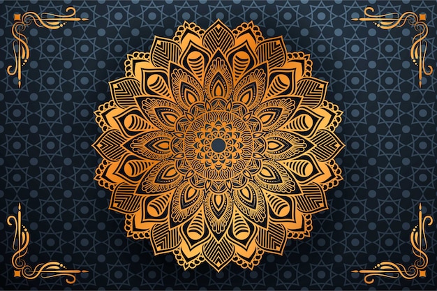 Sfondo di mandala ornamentale di lusso in colore oro