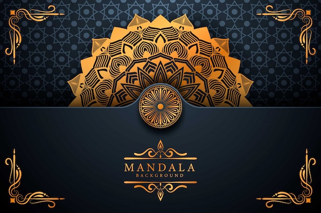 Sfondo di mandala ornamentale di lusso in colore oro