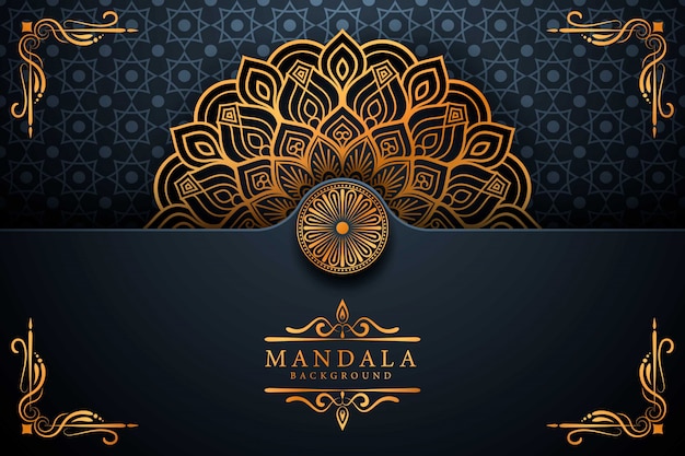 Sfondo di mandala ornamentale di lusso in colore oro