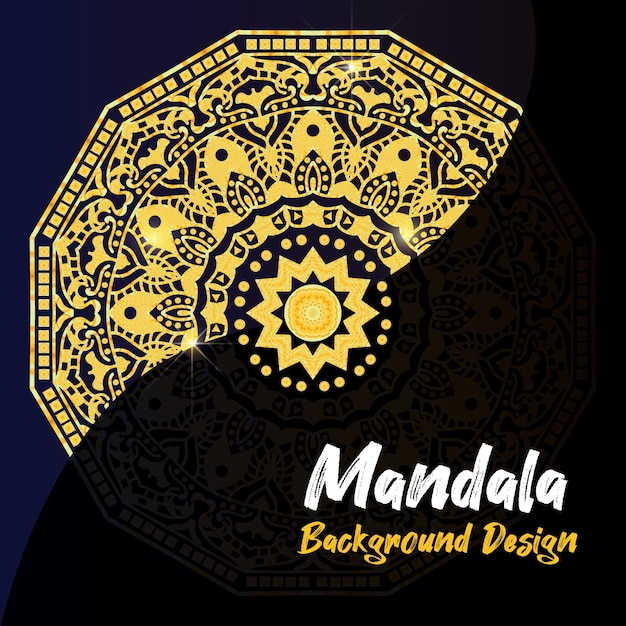 Luxury ornamental mandala black background with golden decoration