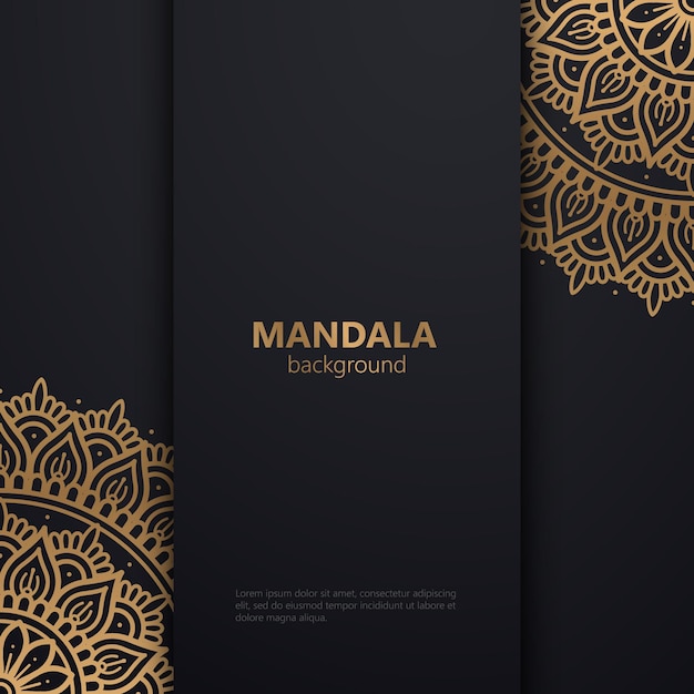 黒と金色の豪華な装飾用曼荼羅デザインの背景