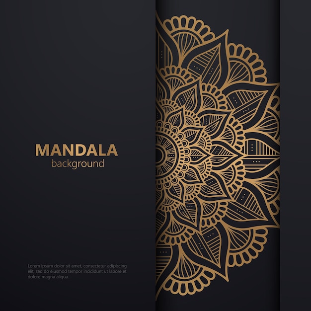 Luxury ornamental mandala design background in black and gold color