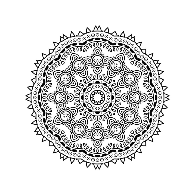 Vettore sfondo di design mandala ornamentale di lusso in design a colori bianco e nero