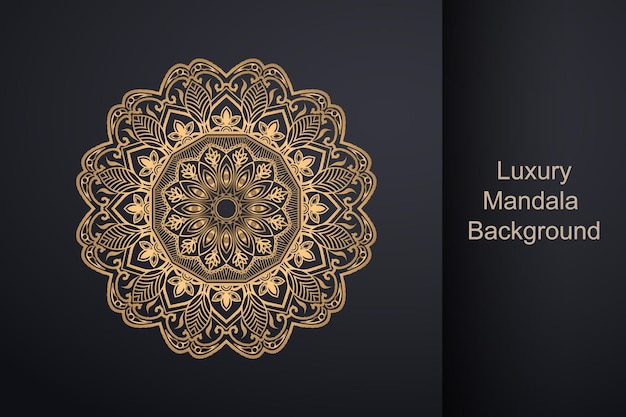 Luxury ornamental mandala design background in gold color Free Vector