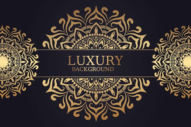 Vector luxury ornamental mandala design background in gold color free vector