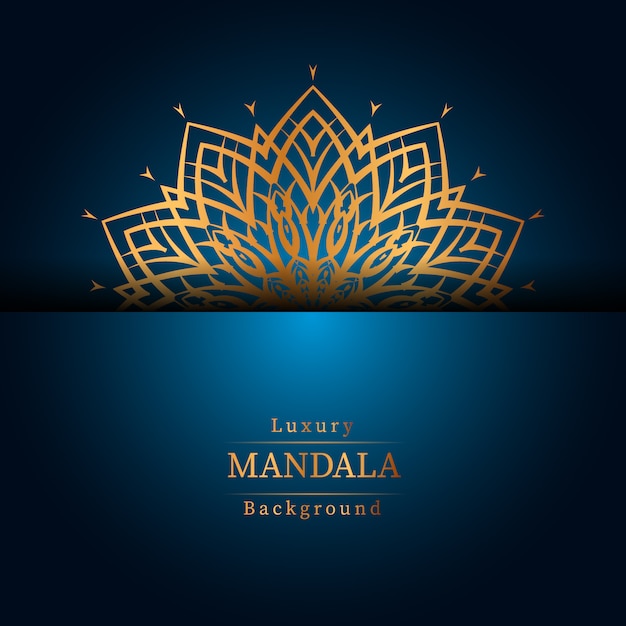 Fondo ornamentale di lusso di progettazione della mandala nel colore dell'oro, fondo di lusso della mandala per l'invito di nozze, copertina di libro