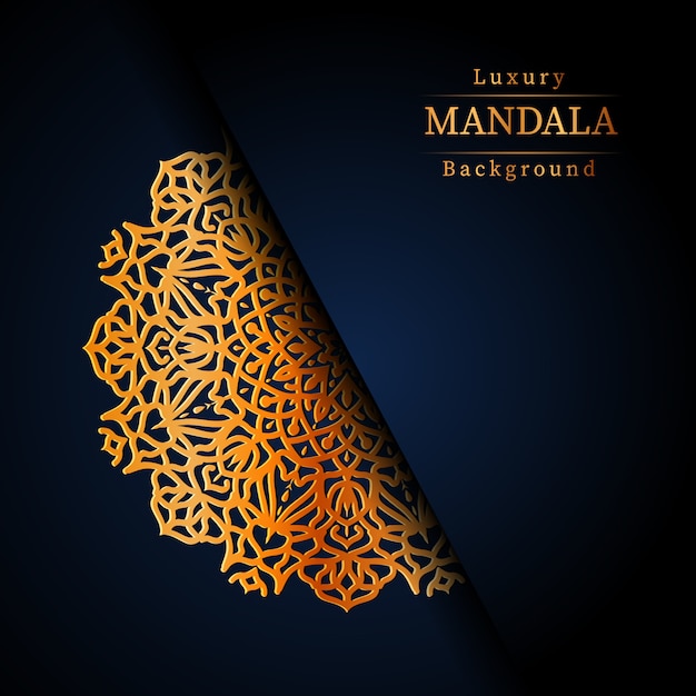 Fondo ornamentale di lusso di progettazione della mandala nel colore dell'oro, fondo di lusso della mandala per l'invito di nozze, copertina di libro