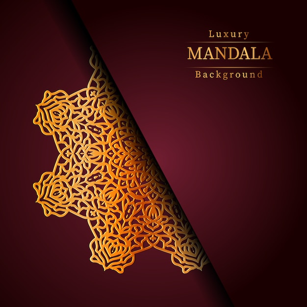 Fondo ornamentale di lusso di progettazione della mandala nel colore dell'oro, fondo di lusso della mandala per l'invito di nozze, copertina di libro