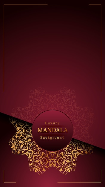 Fondo ornamentale di lusso di progettazione della mandala nel colore dell'oro, fondo di lusso della mandala per l'invito di nozze, copertina di libro