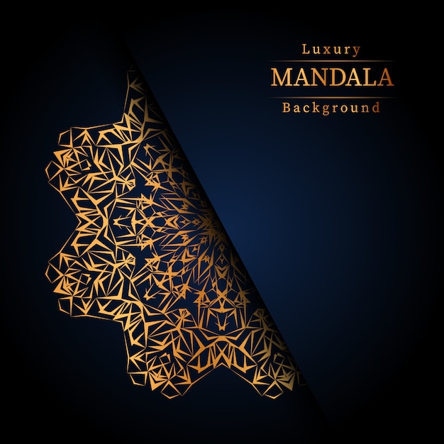 Fondo ornamentale di lusso di progettazione della mandala nel colore dell'oro, fondo di lusso della mandala per l'invito di nozze, copertina di libro