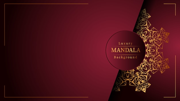 Fondo ornamentale di lusso di progettazione della mandala nel colore dell'oro, fondo di lusso della mandala per l'invito di nozze, copertina di libro