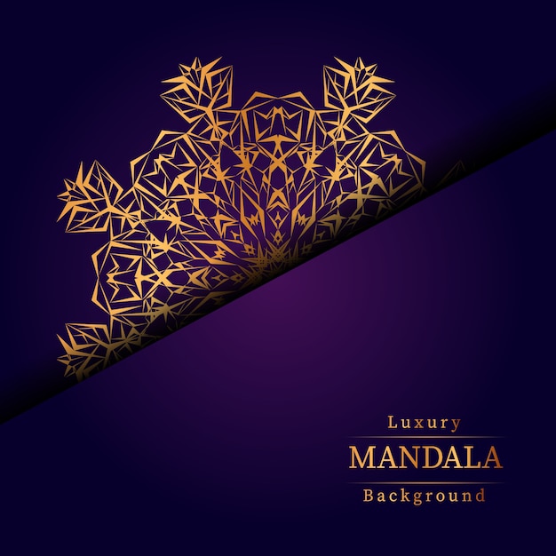 Fondo ornamentale di lusso di progettazione della mandala nel colore dell'oro, fondo di lusso della mandala per l'invito di nozze, copertina di libro