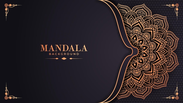 Luxury ornamental mandala design background in gold color premium vector