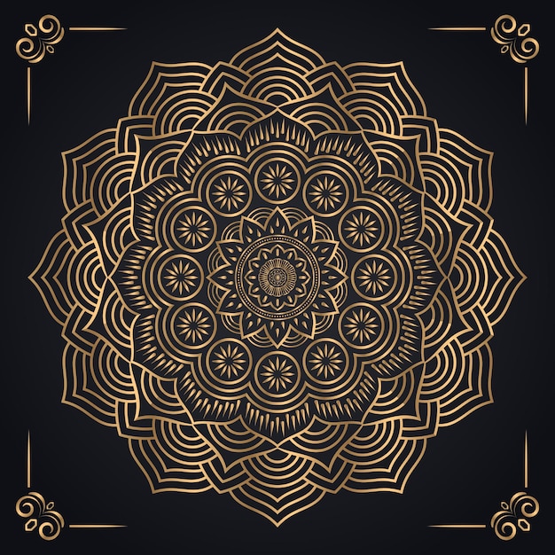 Luxury ornamental mandala design background in gold color vector free vector Premium Vector