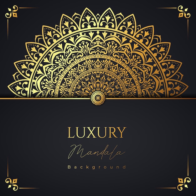 Luxury ornamental mandala design background in gold color vector Free Vector