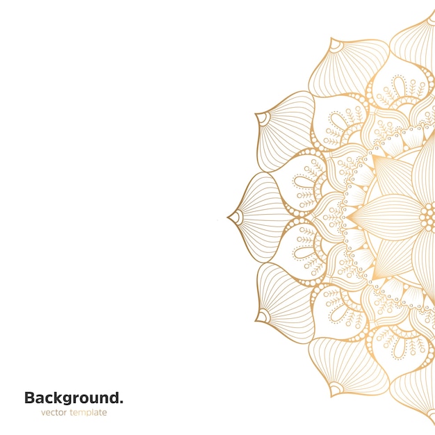 골드 컬러의 럭셔리 장식 만다라 디자인 배경