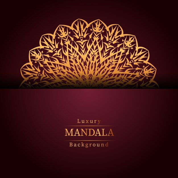 Luxury ornamental mandala design background in gold color, 