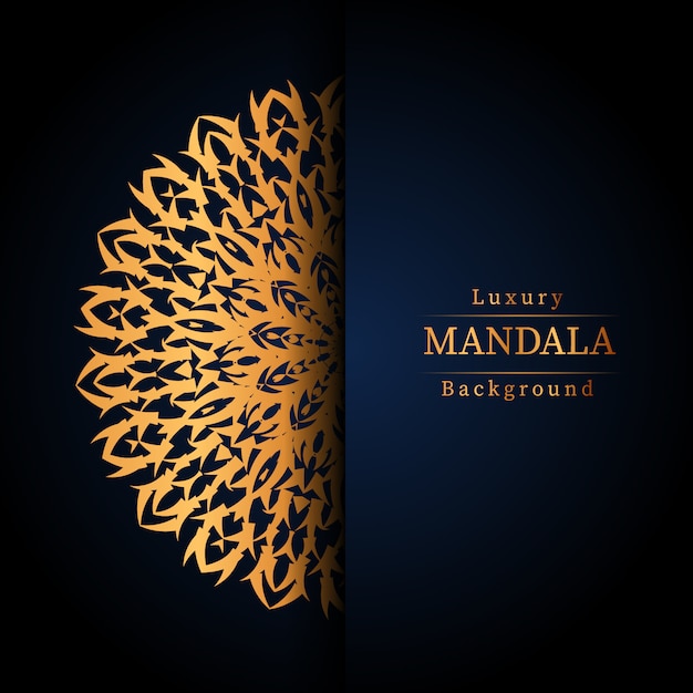 Luxury ornamental mandala design background in gold color, 