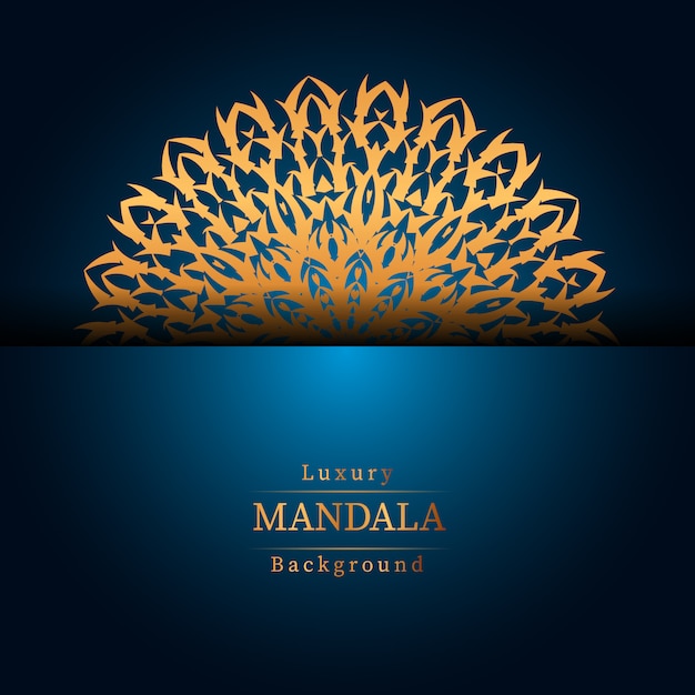 Luxury ornamental mandala design background in gold color,