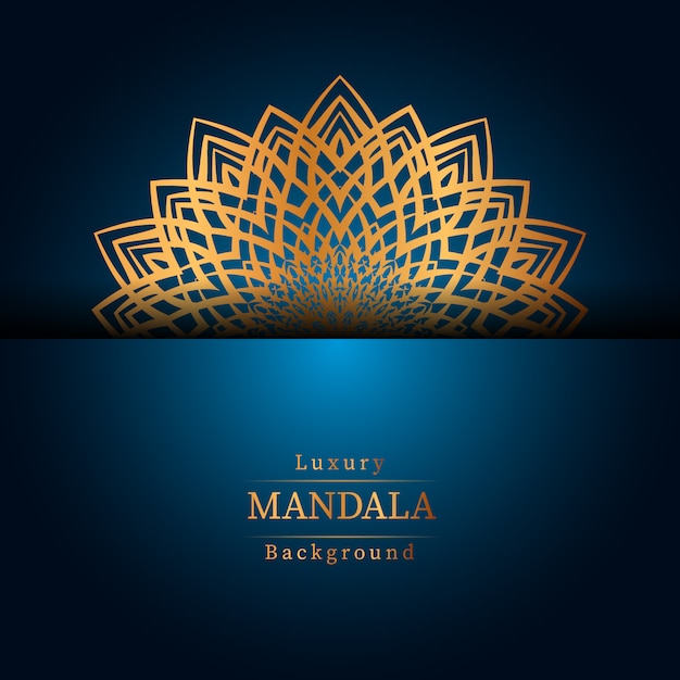 Luxury ornamental mandala design background in gold color, 