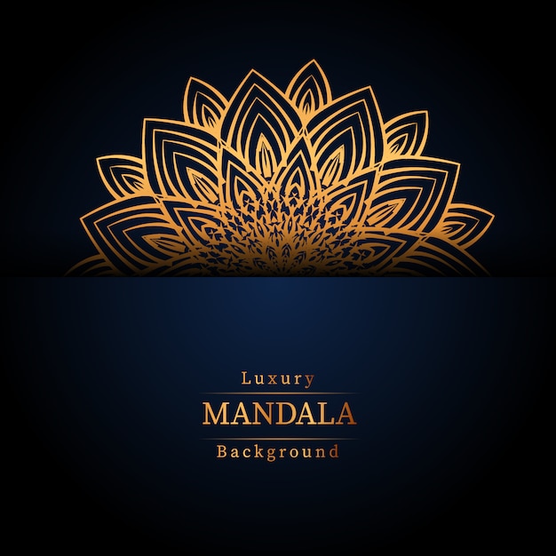 Luxury ornamental mandala design background in gold color, 