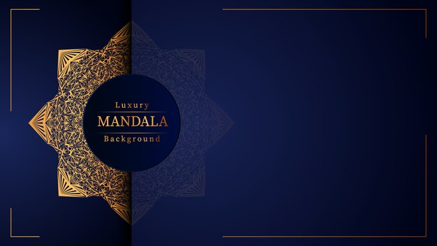 Mandala ornamentale di lusso design sfondo in colore oro,