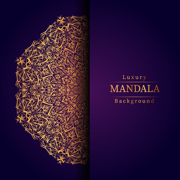 Luxury ornamental mandala design background in gold color,