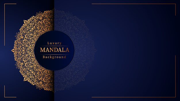 Luxury ornamental mandala design background in gold color,  