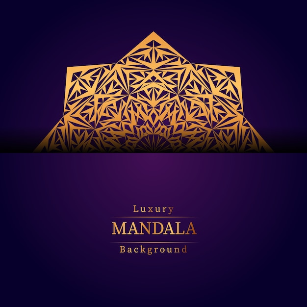 Luxury ornamental mandala design background in gold color,  