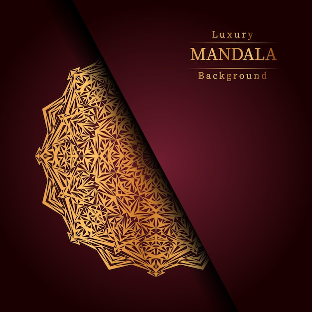Luxury ornamental mandala design background in gold color,  