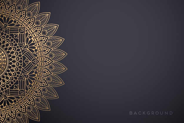 Luxury ornamental mandala design background in gold color 