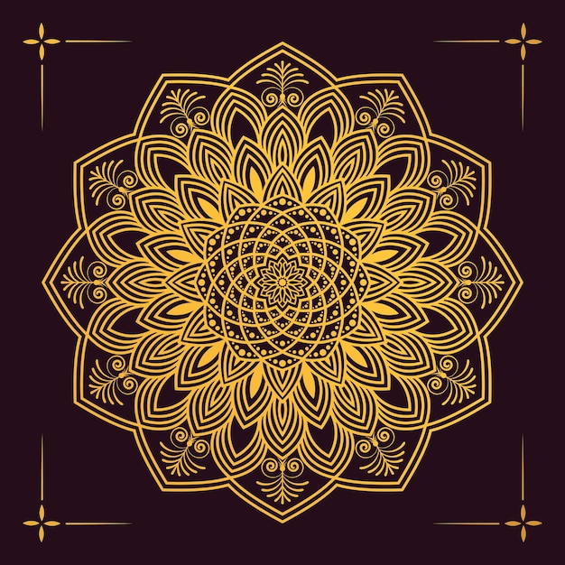 Luxury ornamental mandala design background in gold color